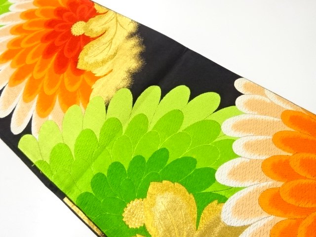 JAPANESE KIMONO / CHRYSANTHEMUM PATTERN WOVEN FUKURO OBI